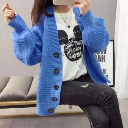 Oversized Knit Sweater Coat Women Autumn Winter Long Sleeve Twisted Sweaters Cardigan Woman Wild Solid Color Cardigans Ladies