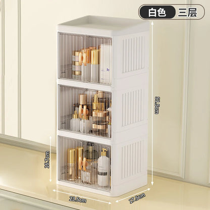 Cosmetics Storage Boxes Multi Layer Flat Cover Design Stationery Storage Shelf Household Dustproof Cosmetics Skincare Organizer