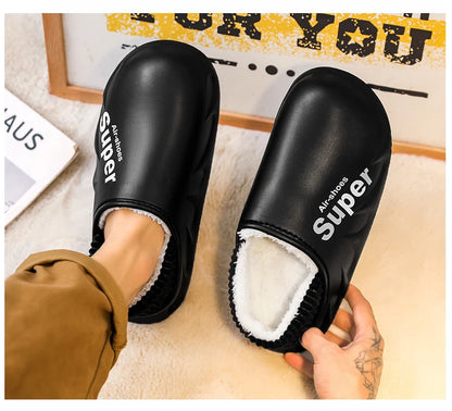 Plus Size 4849 Winter Men Slippers Warm Fur Home Slippers for Men Fashion Plush House Cotton Shoes Womens Wear Slides New