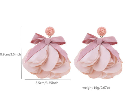 Bohemian Flowers&Bow Big Dangle Earrings For Women Girl Trendy Luxury Vintage Fairy Wedding Party Jewelry Accessoies