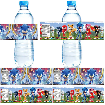 Bandai Sonic the Hedgehog Sticker Party Supplies Birthday Party Bottle Sticker Party Juice Cup Sticker Baby Party Decorations