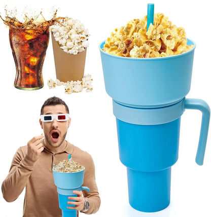 Popcorn Beverage Cup Snack Cups Straw Cup with Handle Water Bottles with Straw Coffee Cup Mug