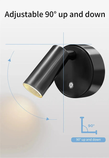 LED light magnetic USB Rechargeable Wall Light Spotlight Wireless No Punch Reading Light With Touch Switch Dimmable Bedside Lamp