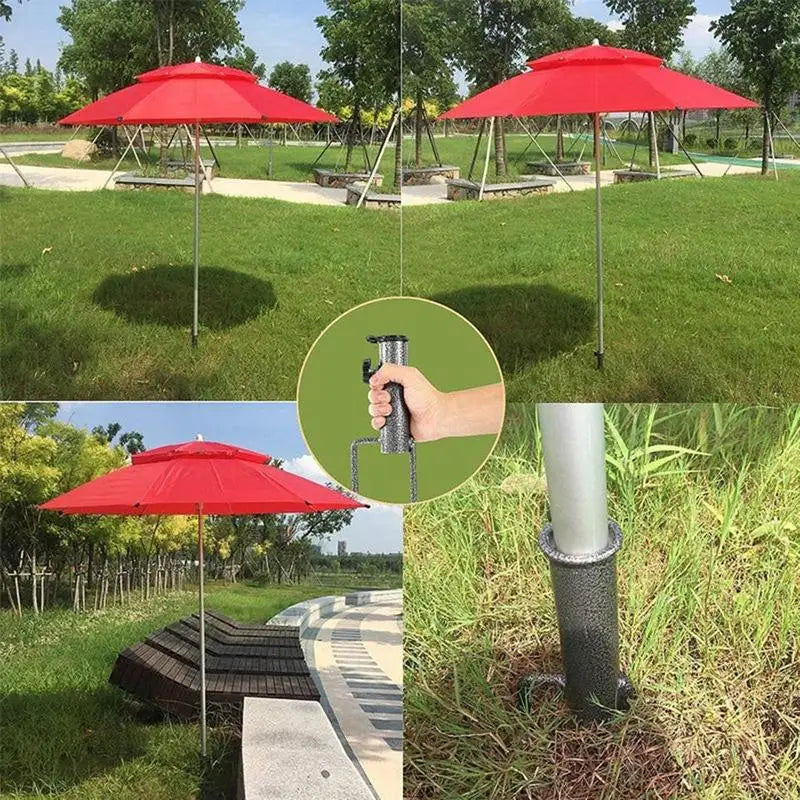 Patio Umbrella Ground Anchor Beach Umbrella Sand Anchor Outdoor Round Umbrella Holder For Sand Adjustable Heavy-Duty Iron