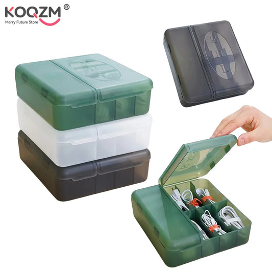 Cable Organizer Box Portable Multi-compartment Data Cable Storage Box For Home Office Organization Charger Cord For Electronics