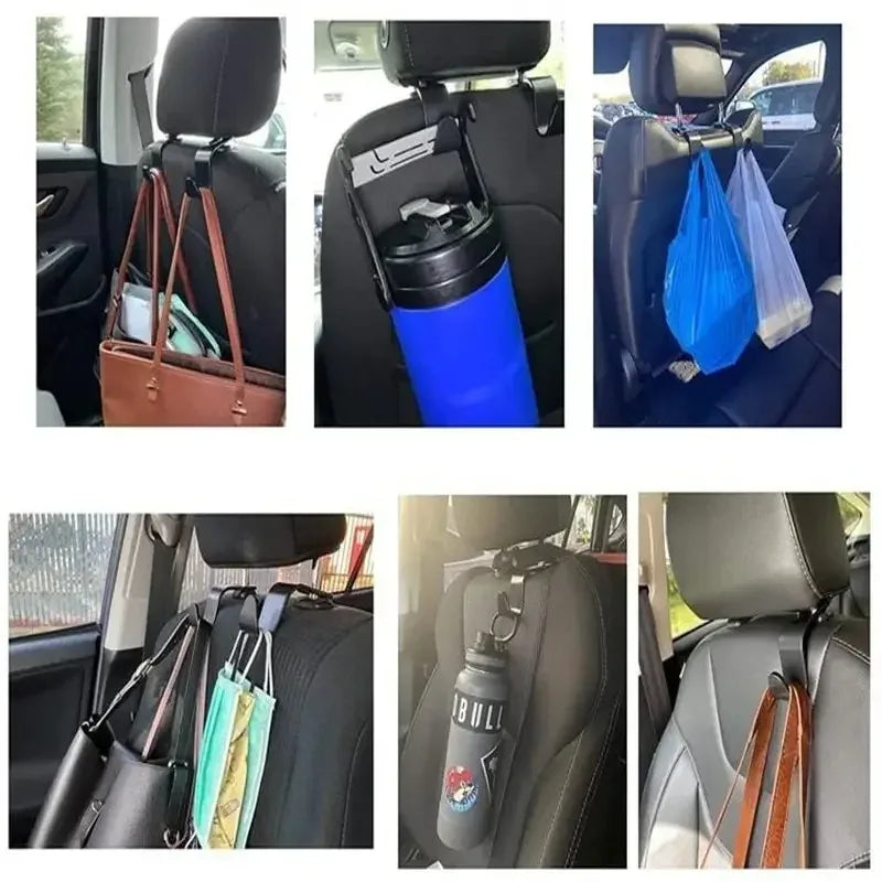 4PCS Car Seat Headrest Hooks Universal Auto Back Seat Organizer Hanger Storage Holder for Bags Purse Handbag