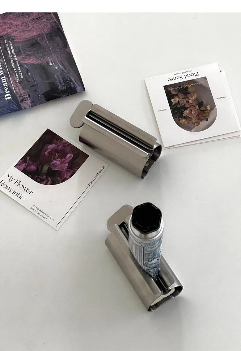 Stainless Steel Toothpaste Squeezers Manual Metal Toothpaste Dispenser Face Creams Rolling Press Bathroom Accessories