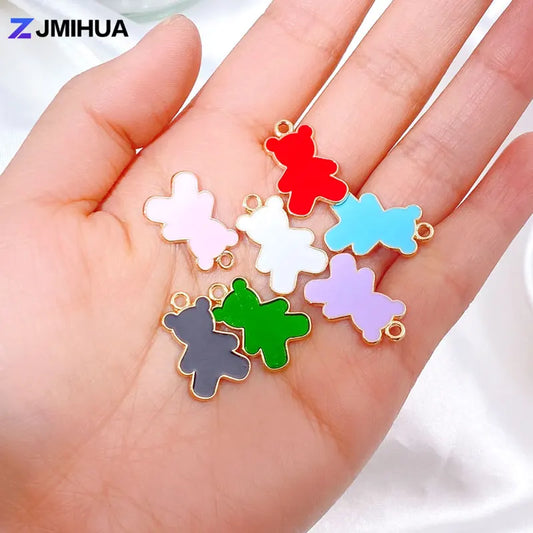 15pcs Enamel Charms Cute Bear Pendants Charms For Jewelry Making Supplies DIY Handmade Earrings Bracelets Findings Accessories