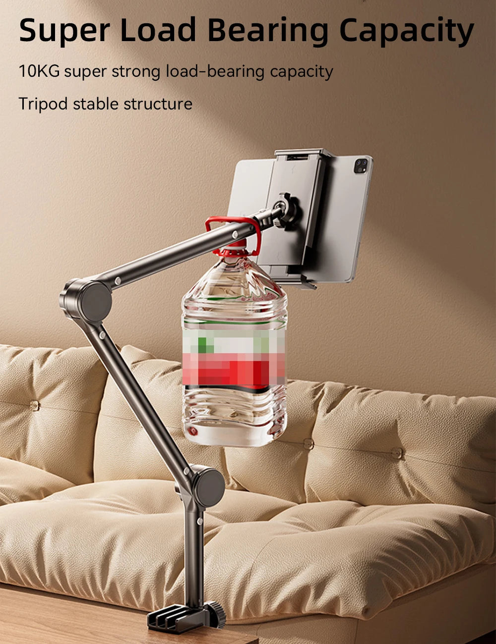 Tablet Holder iPad Desk Stand for 4~13In Phone Tablet with 360° Adjustable Foldable Metal Arm Tablet Bracket Holder