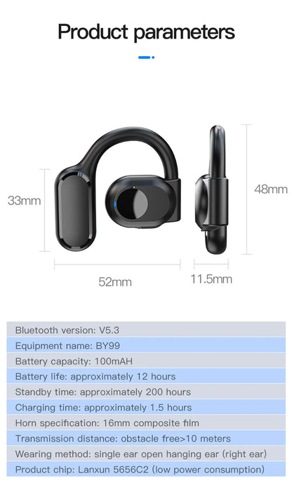 Wireless Headphones Bluetooth Headset With Microphone Bone Conduction Handsfree Noise Canceling Earphones For Driving Audifonos