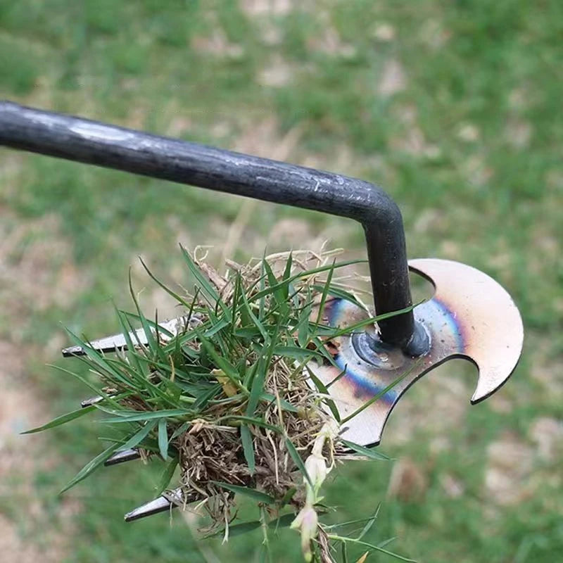 2 in 1 Garden Weeder Rake 4/5/6/11Teeth Agricultural Rake Crescent Shaped Hoe Loosening Soil Digging Agricultural Tool
