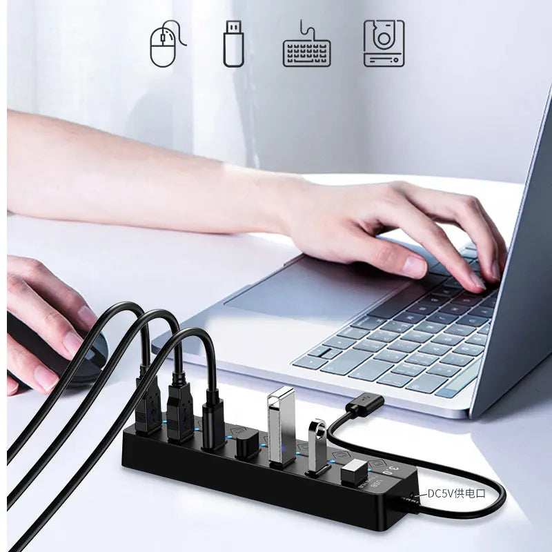 4/7 Port Multi USB Power Adapter USB 3.0 Splitter Hub USB Hub 2.0 USB Multiple Expander Switch Cable Hub Docking Stations