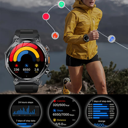 2025 Outdoor Sports Fitness Tracker Smart Watch 1.85 Inch HD Alomed 800mAh Lithium Battery Bluetooth LED Flashlight Smart Watch
