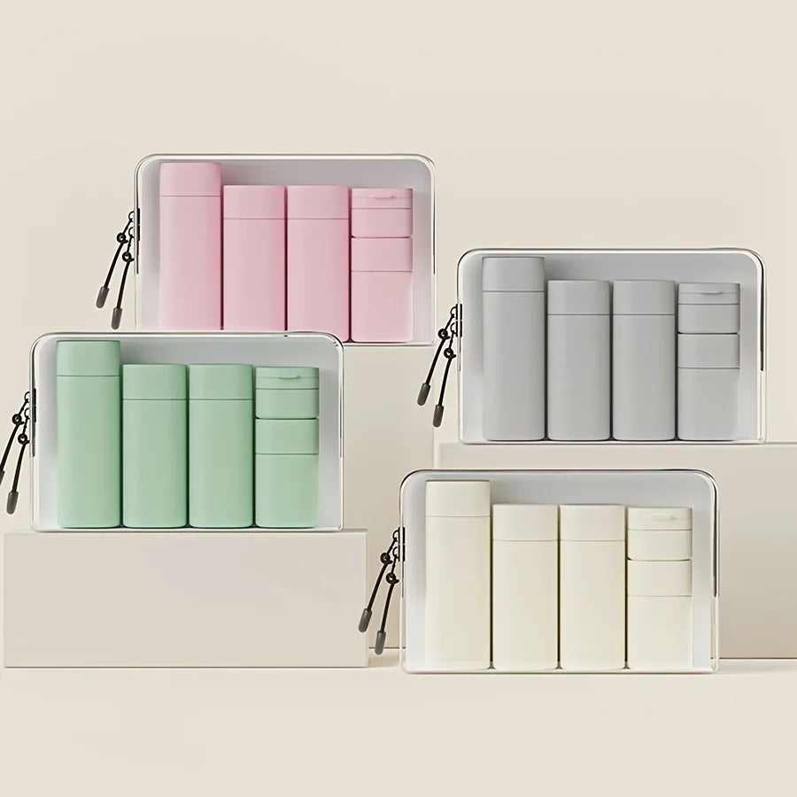 Silicone Travel Bottle Set - Leak-proof, squeezable container for shampoo, lotion and toiletries - Odorless