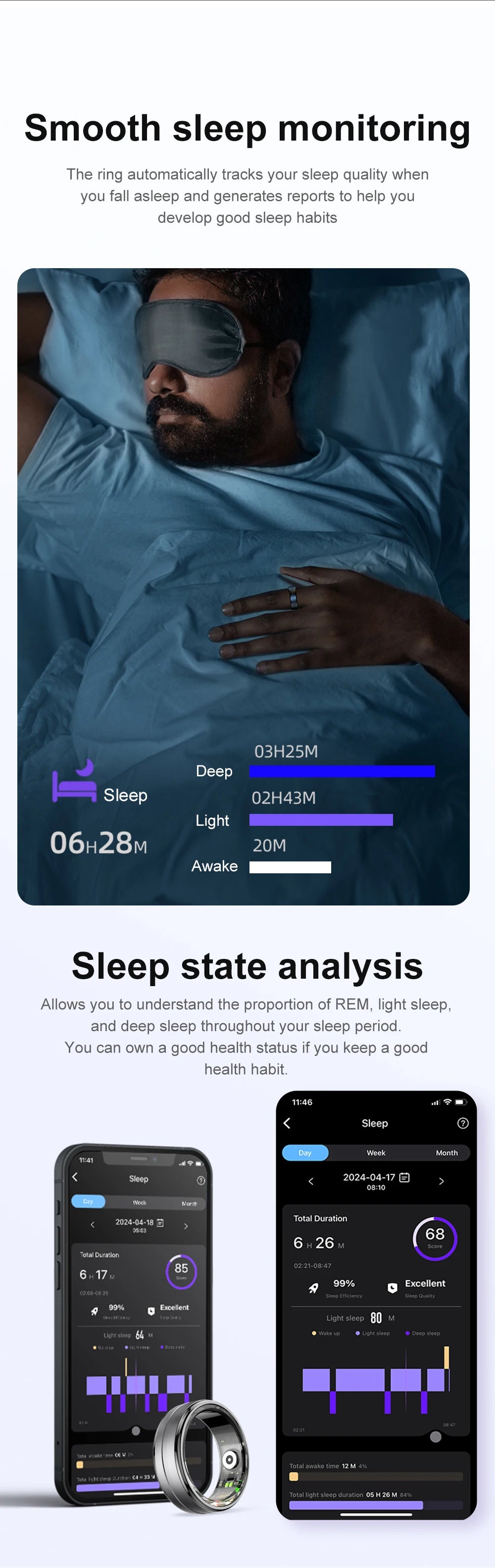 Smart Ring R06 Men Women Health Monitor IP68 5ATM Waterproof Smartring Fitness Tracker Man Smart Rings Multiple Sport Modes