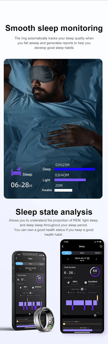 Smart Ring R06 Men Women Health Monitor IP68 5ATM Waterproof Smartring Fitness Tracker Man Smart Rings Multiple Sport Modes