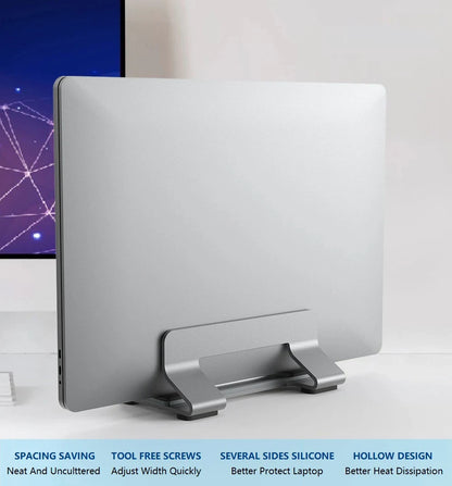 Laptop Stand Vertical Tool-Free Adjustable Aluminum Vertical Laptop Stand Holder Width From 12-30mm Support Almost All Laptop