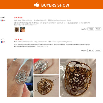 Cooltime Archangel Metatron Rings Cube Stainless Steel for Women Men Salomon Jewelry Secret Geometry Finger Accessories Amulet