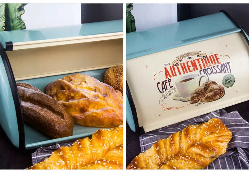 Bread Bin Bread Holder Large Capacity Stainless Steel Bread Box Holder Bin Container Kitchen Storage Organizer Bread Storage Box