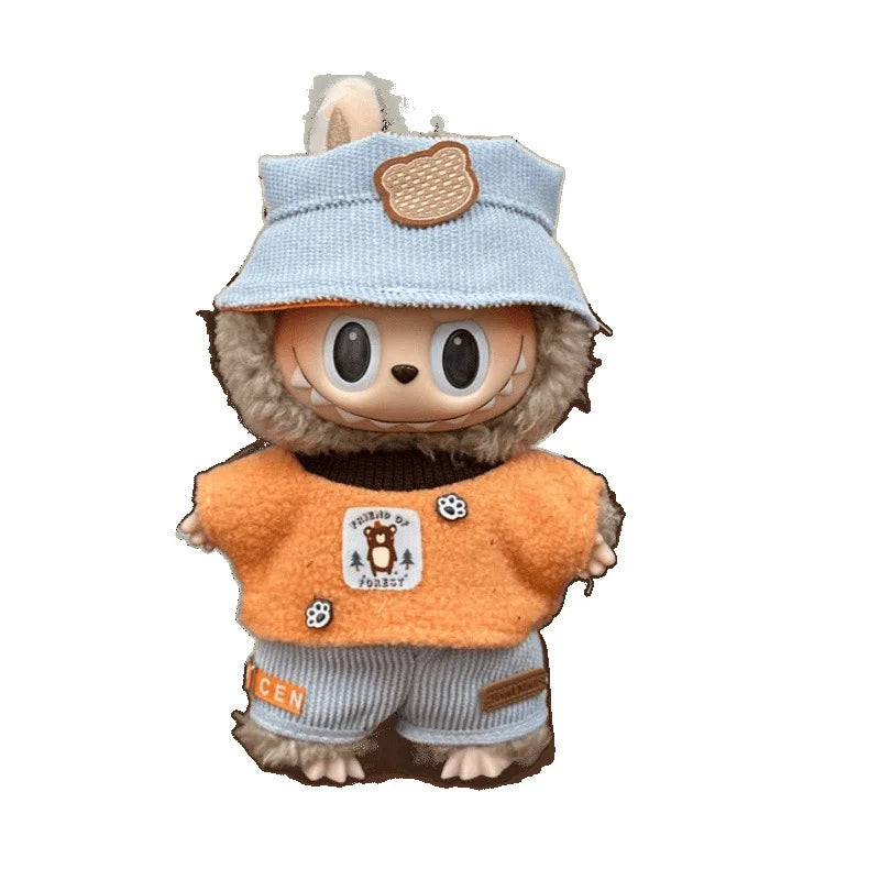 Cute Labubu Doll Costume 17 Cm Labubu Clothes Rubber-Coated Figurines Overalls Baby Dresses Summer Labubu Outfits Holiday Gift