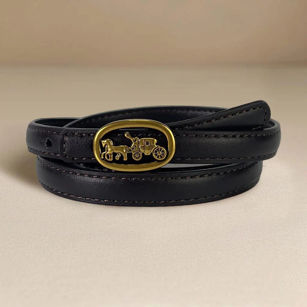 Narrow 1.3cm fashion luxury brand ladies pin buckle women genuine leather dress strap for jeans wastband