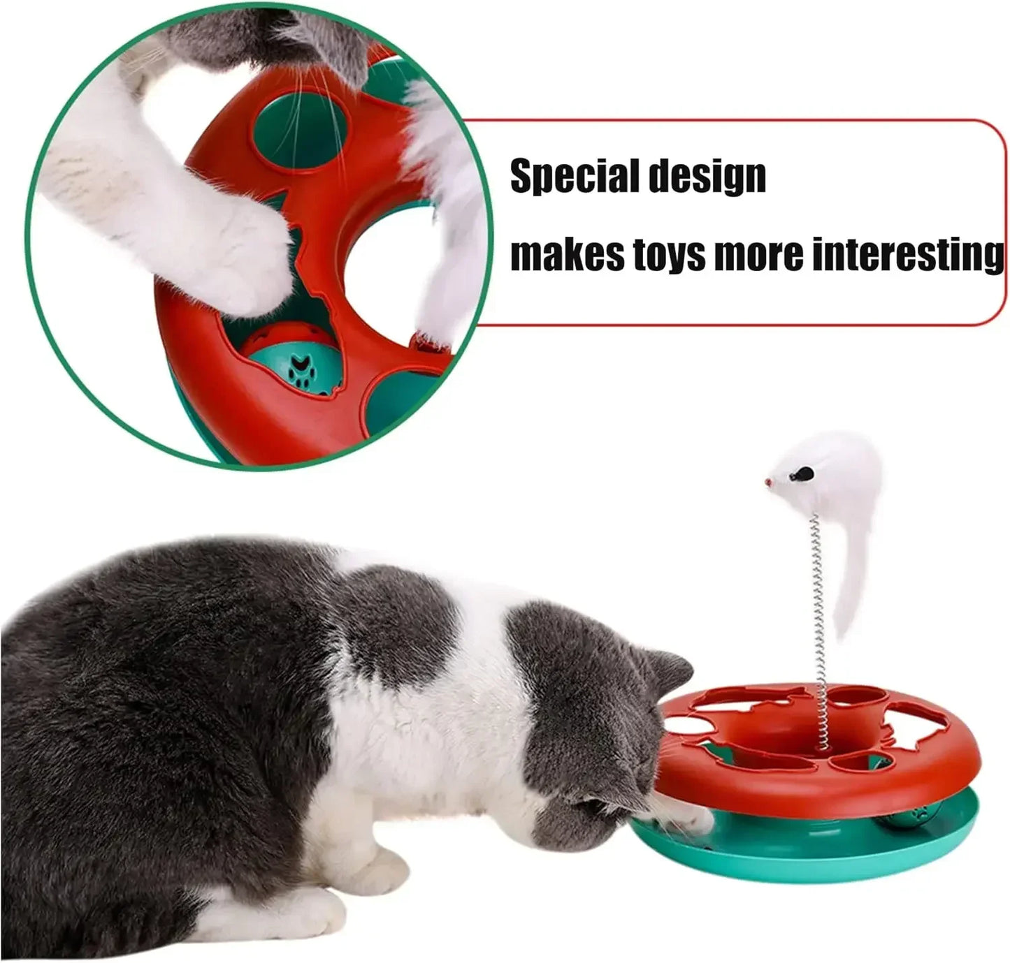 Cat Toys for Indoor Cats,Interactive Kitten Toys Roller Tracks with Catnip Spring Pet Toy with Exercise Balls