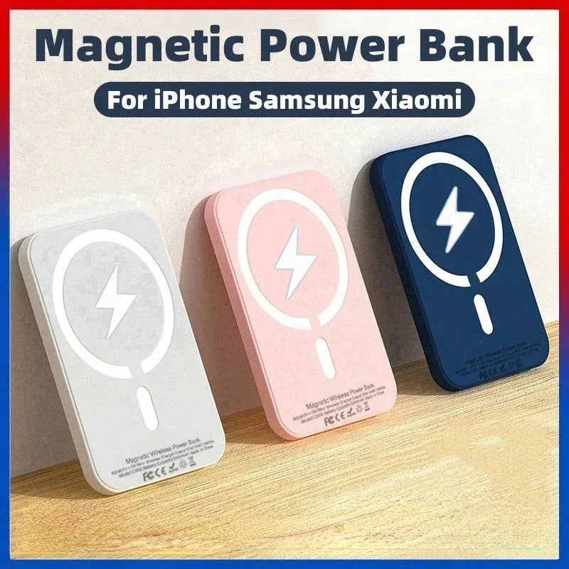 New 50000mAh Magnetic Wireless Power Bank for iPhone 12 13 14 15 Pro Max Portable Charger External Auxiliary Battery Pack