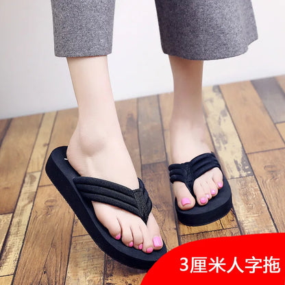 2025 flip flops for women, thick bottom, anti slip, wear-resistant, fashionable, versatile, women's outdoor cool slippers