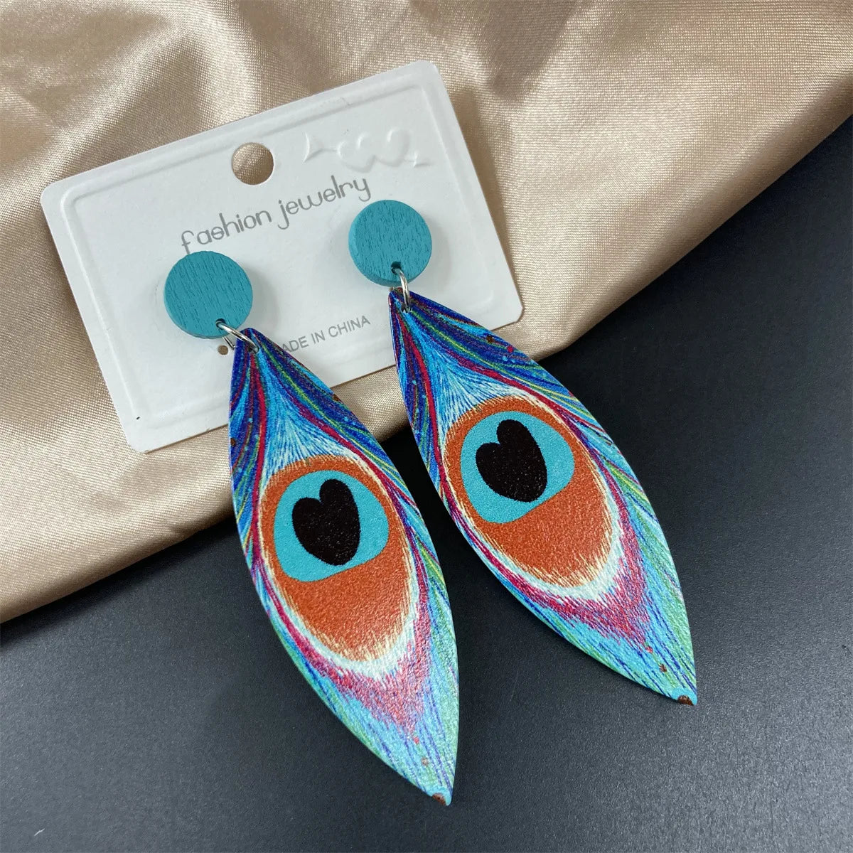 Bohemian Ethnic Big Colorful Painted Wooden Earrings for Women Creative Design Geometric Statement Dangle Earring Female Jewelry
