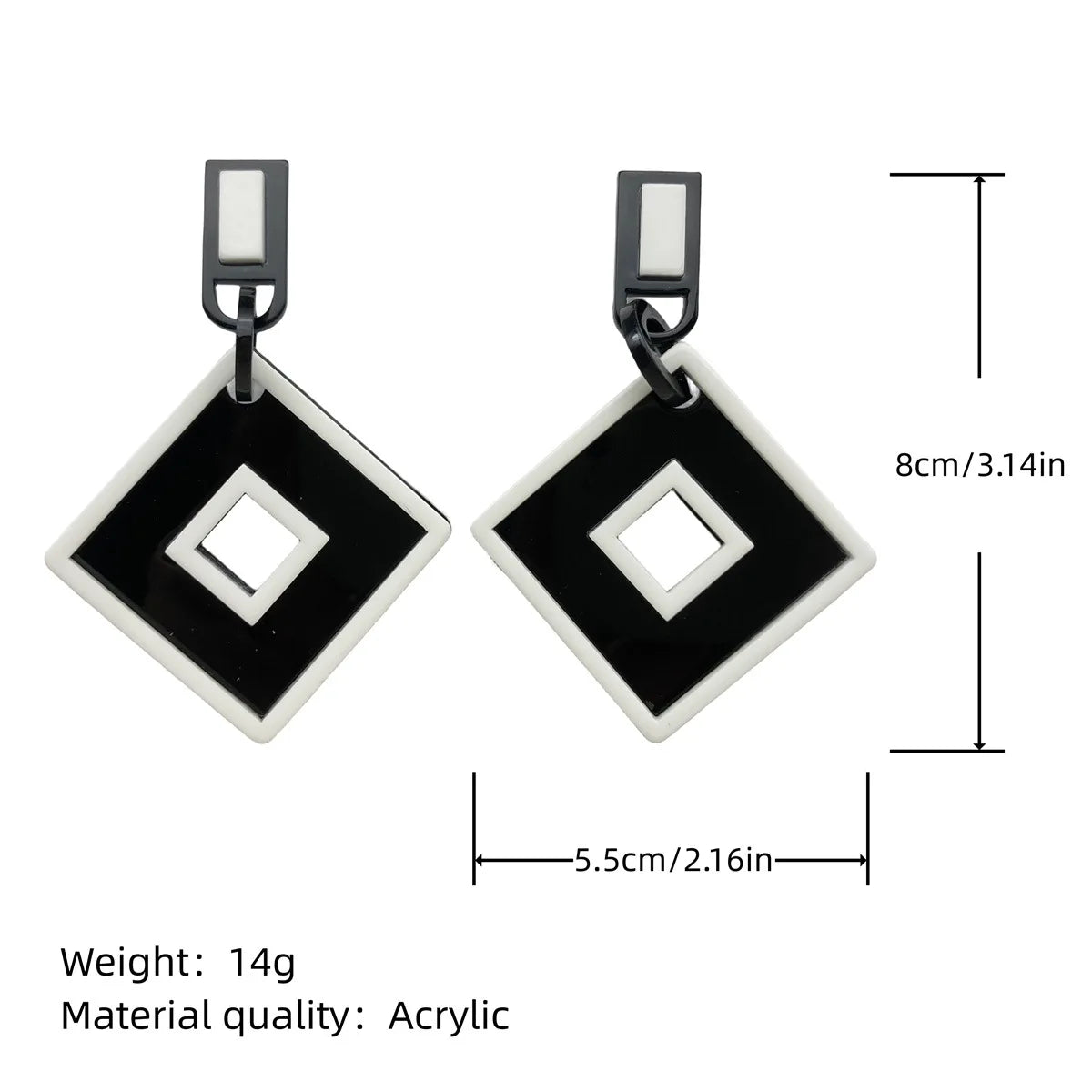 Popular Black White Contrast Bohemian Earrings Add Subtraction Multiplication Division Academy Student Teacher Acrylic Earrings