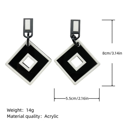 Popular Black White Contrast Bohemian Earrings Add Subtraction Multiplication Division Academy Student Teacher Acrylic Earrings