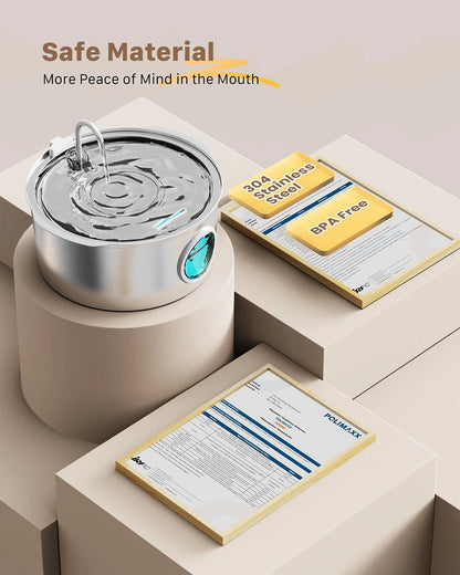 7L Large Capacity Stainless Steel Cat Water Fountain Dog Pet Automatic Drink Fountain Feeder Bowl Window Silent (No 5V 1A Plug)