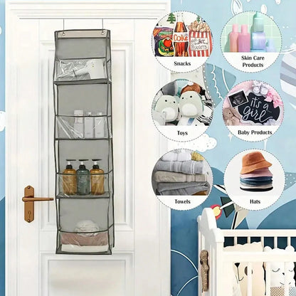 1pc/2pcs - Over-the-Door Organizer – Versatile, Foldable, Clear Wall-Mounted Storage Solution for Home Organization