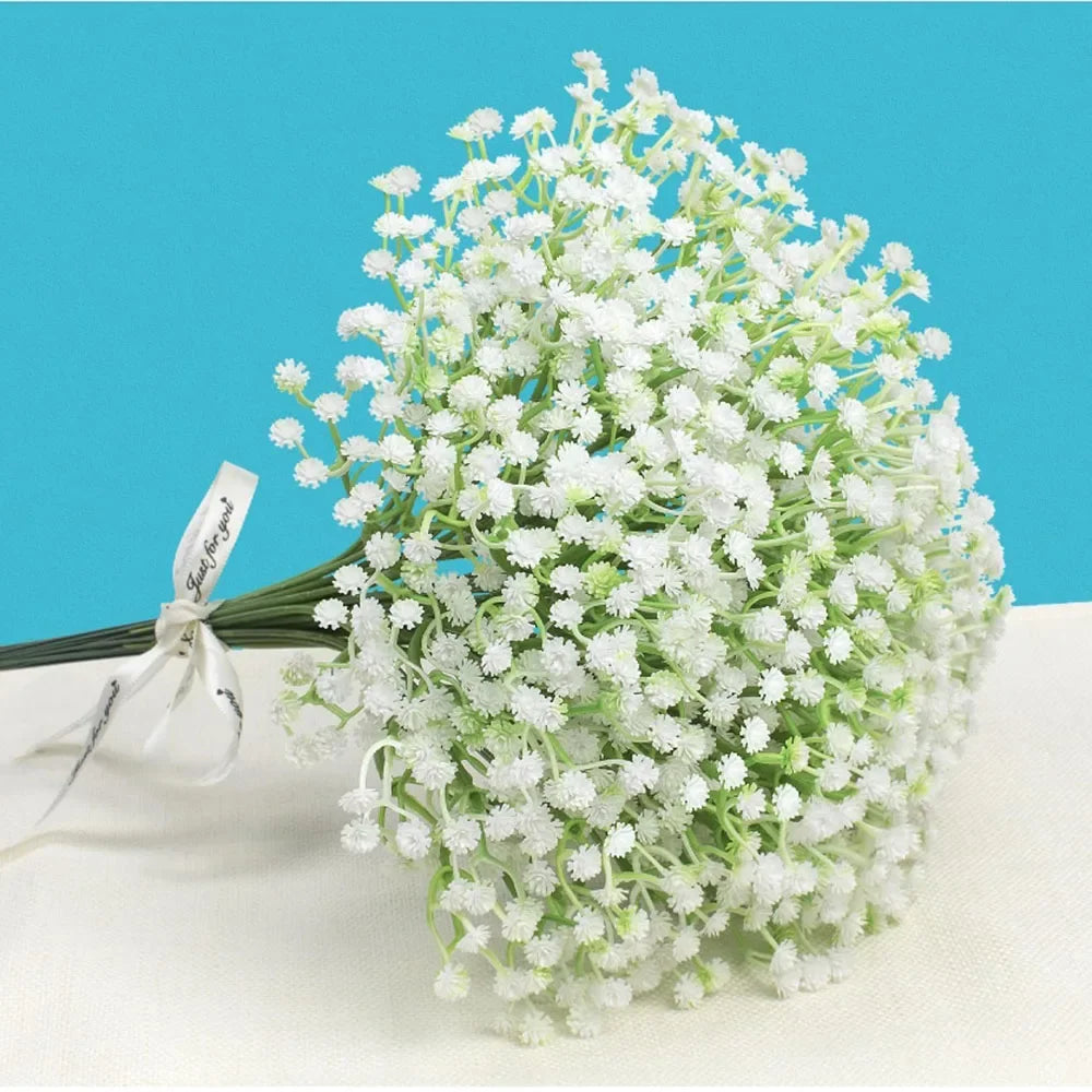 30Pcs Artificial Fake Babys Breath Bridal Flowers Bouquet Plastic Gypsophila for Wedding Reception Centerpieces Home Party Decor