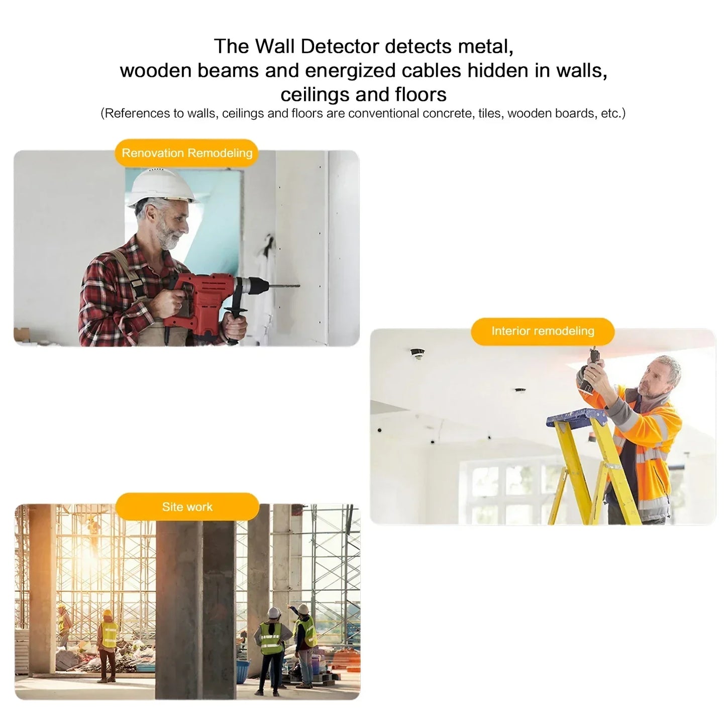 5-in-1 Handheld Wall Metal Detector - Scanner for Metal, Wires, Timber Studs, and Currents, Precise Wall Measurement Tool