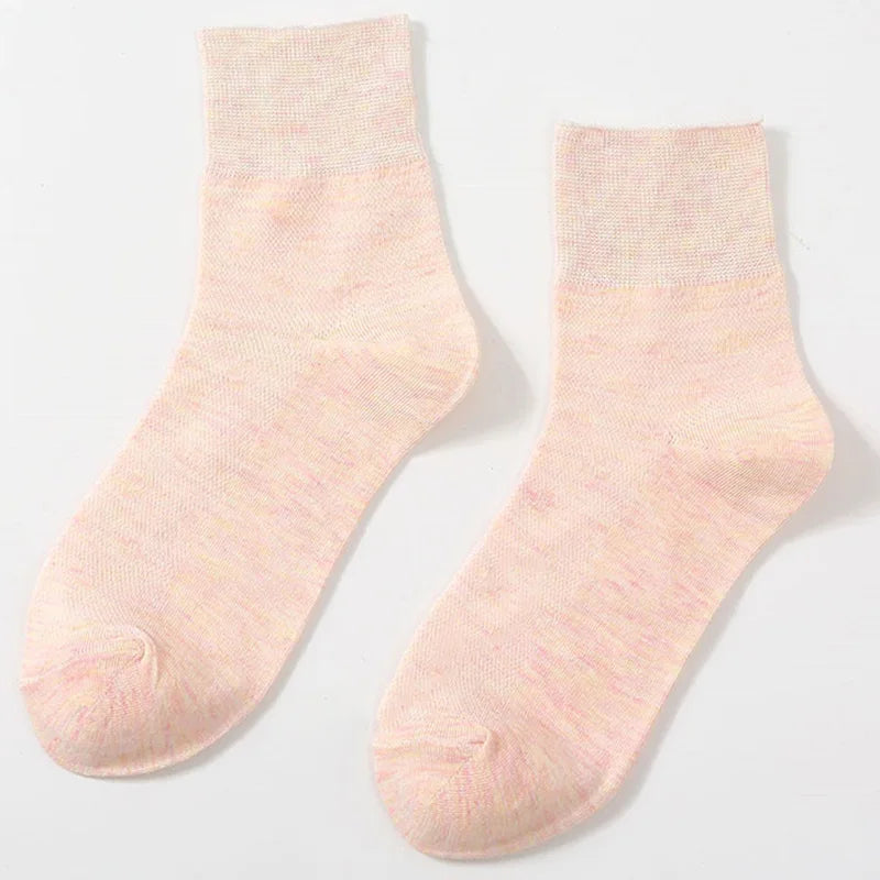 Women's 5 Pairs Quality Cotton Diabetic Middle Socks Comfortable Loose Mouth  Plus Size48,49,50 Older Men's Diabetic Socks Meias