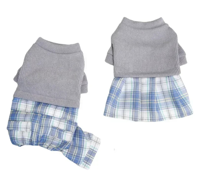 Couple Dog Clothes Jumpsuit Dress Winter Pet Clothing Boy Girl Dog Costume Apparel Puppy Skirt Pants Yorkie Pomeranian Apparel