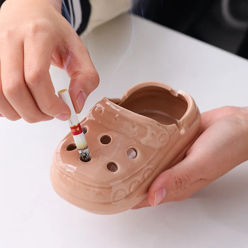 Stylish Ceramic Ashtray for Office Home Living Room Trendy Crocs Design Creative Business Gift
