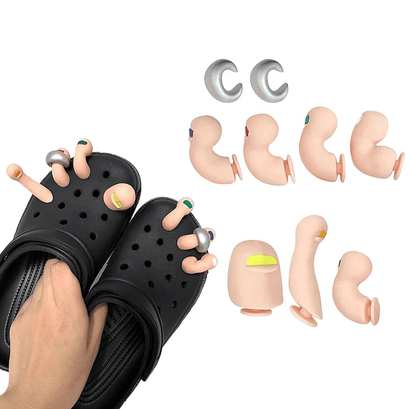 Fingers For Crocs Shoe Decoration Accessories 3d Toe Charms For Crocs Funny Simulation Foot Thumb Shoe Charms Decoration
