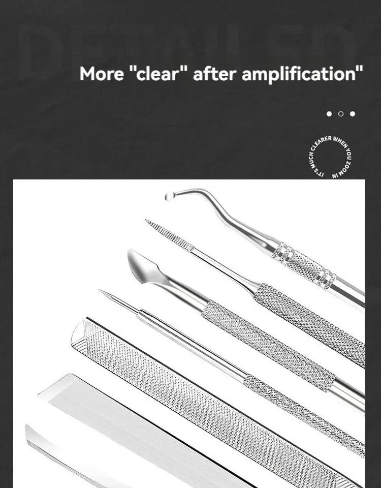 6pcs Stainless Steel Manicure Pedicure Knife To Remove Dead Skin Calluses Thick Hard Nail Clippers Acne Needle Pick Tool Set