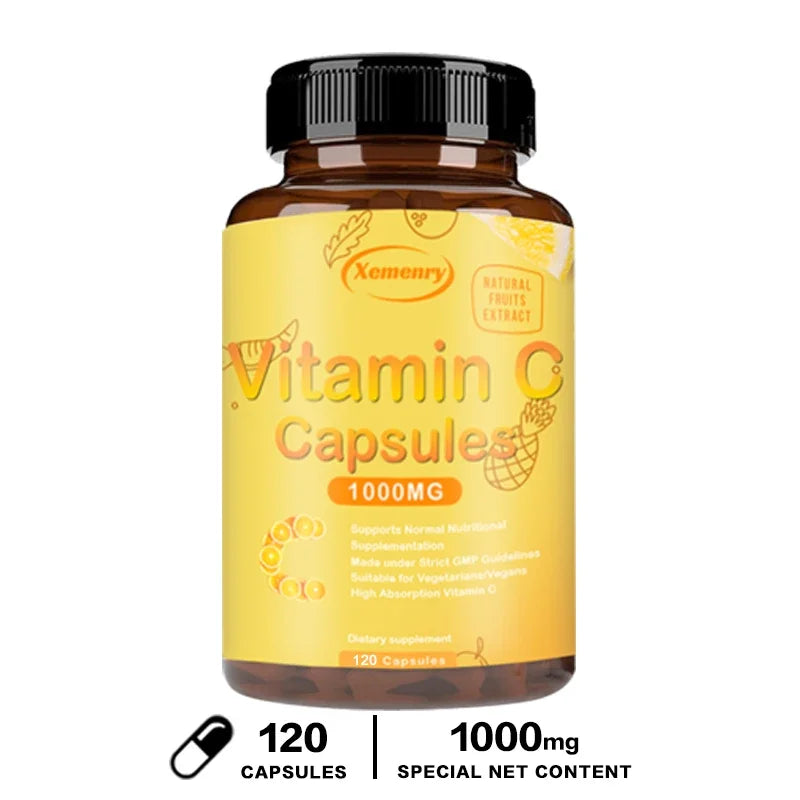 Vitamin C Capsules 1000mg - Supports Dental and Skin Health, Improves Immunity, Prevents Cancer, Antioxidant