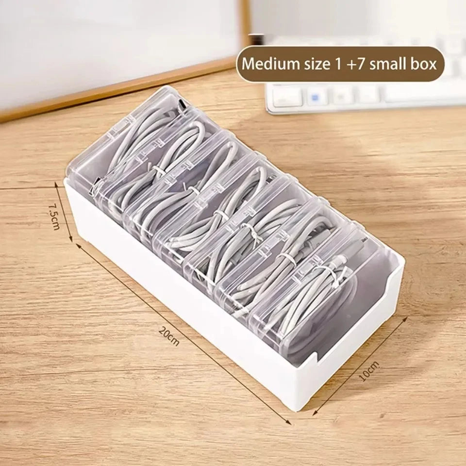 1Set Data Cable Storage Box Cable Organizer Bag With Power Charging Cable Management And Jewelry Storage,Desk Storage
