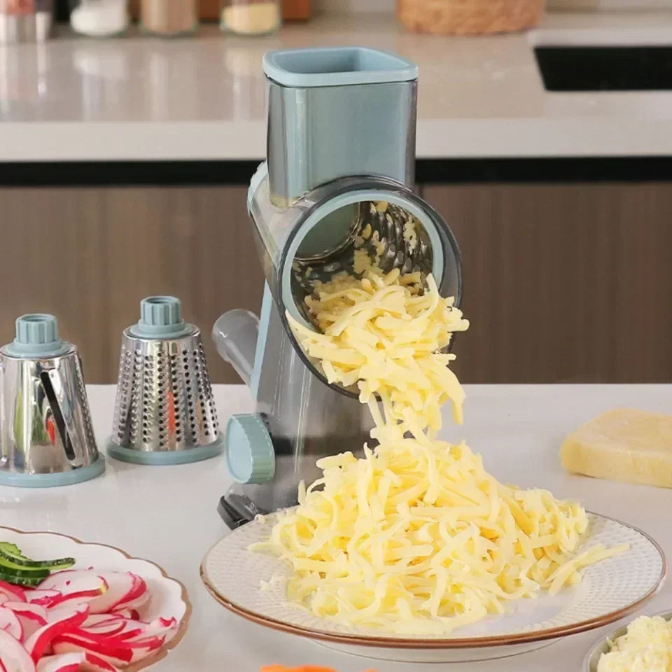 Multi-functional Vegetable Slicer Manual Spiralizer Vegetable Cutter  Hand Cranked Rotary Cheese Grater Shredded Kitchen Tools