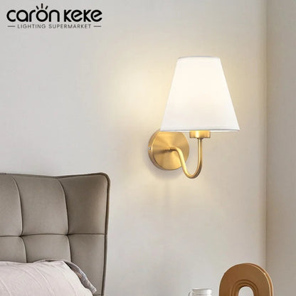 LED Retro Wall Lamp E27 Minimalist Creative Fabric Decorative Lamp Bedroom Hotel Bedside Study Indoor Household Lighting Fixture