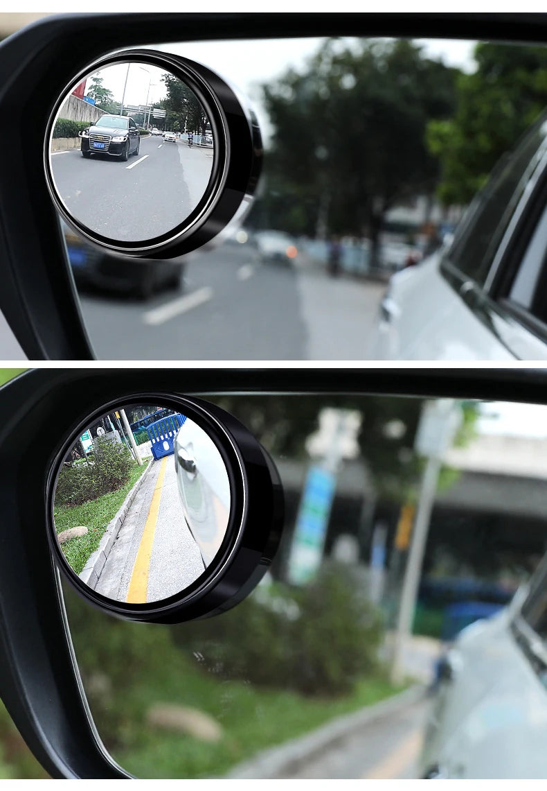 2Pcs 360 Degree Adjustable Blind Spot Mirror Car Auxiliary Rearview Convex Mirror Round Frame Wide Angle Mirrors for Car Reverse