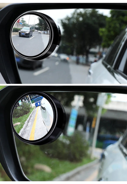 2Pcs 360 Degree Adjustable Blind Spot Mirror Car Auxiliary Rearview Convex Mirror Round Frame Wide Angle Mirrors for Car Reverse