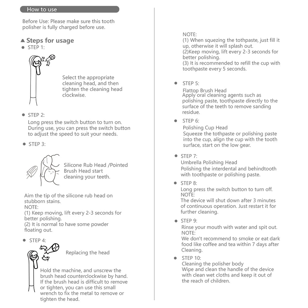 Electric Dental Teeth Polisher Ultrasonic Teeth Cleaner Oral Irrigator Calculus Stain Plaque Remover Tartar Teeth Whitening Kits