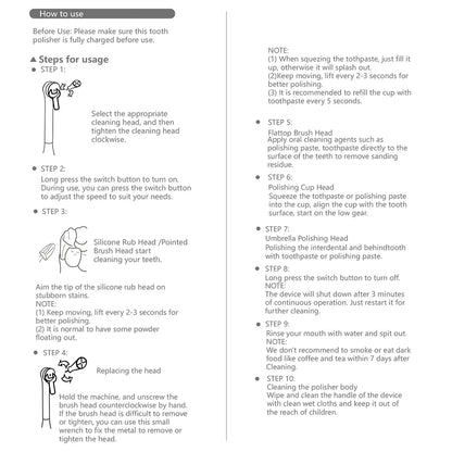Electric Dental Teeth Polisher Ultrasonic Teeth Cleaner Oral Irrigator Calculus Stain Plaque Remover Tartar Teeth Whitening Kits