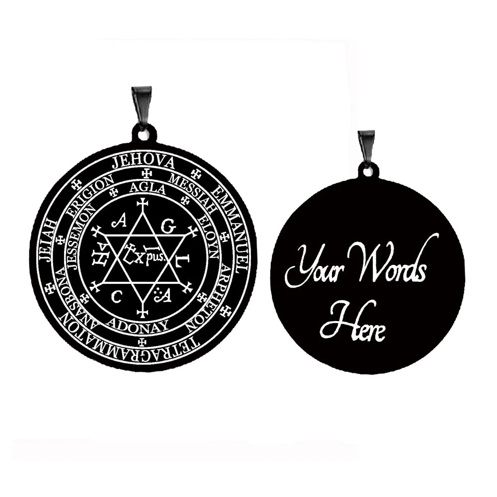 Grand Pentacle De Salomon The Grand Grimoire with The Great Clavicle of Solomon Amulet Talisman Stainless Steel Pendant Necklace