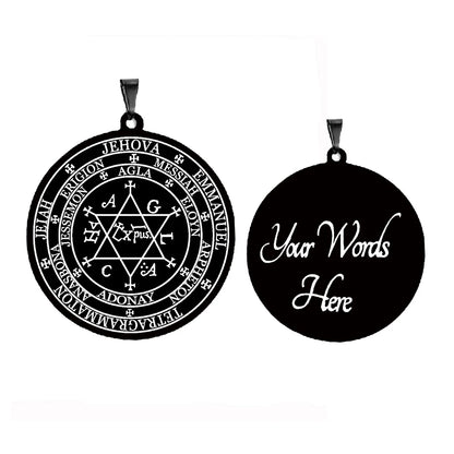 Grand Pentacle De Salomon The Grand Grimoire with The Great Clavicle of Solomon Amulet Talisman Stainless Steel Pendant Necklace